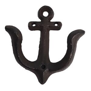 Cast Iron Anchor Wall Hook in Dark Brown Coastal